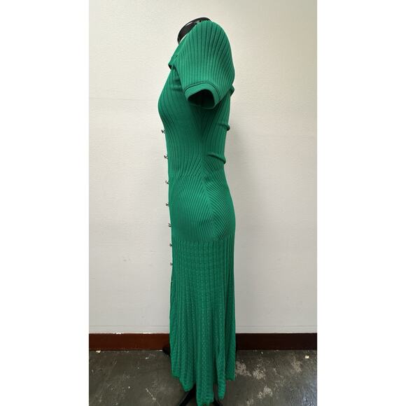 *Repaired As-Is* Sandro Lorel Midi Green Knit Button Down Dress Sz S (Ret $428) - Picture 7 of 12